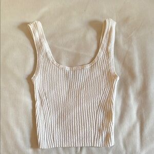 White Ribbed Tank Top